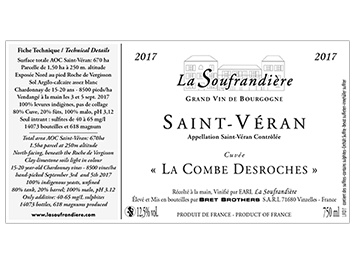 Domaine La Soufrandière - Saint-Véran - Cuvée La Combe Desroches - Blanc - 2017