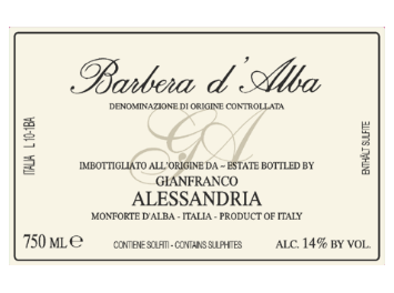 Gianfranco Alessandria   - Barbera d'Alba - Rouge - 2016