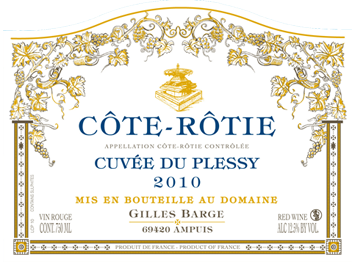 Domaine Gilles Barge - Côte-Rôtie - Cuvée du Plessy - Rouge 2010